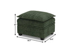 30" Green And Black Chenille Ottoman With Storage