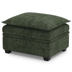 30" Green And Black Chenille Ottoman With Storage