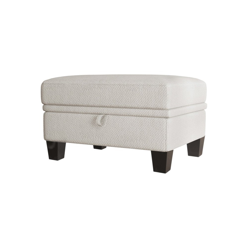 29" Beige And Black Chenille Ottoman With Storage