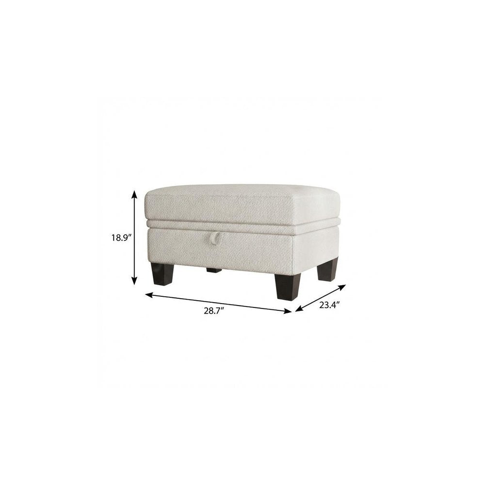 29" Beige And Black Chenille Ottoman With Storage