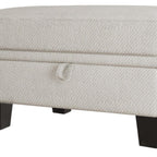 29" Beige And Black Chenille Ottoman With Storage