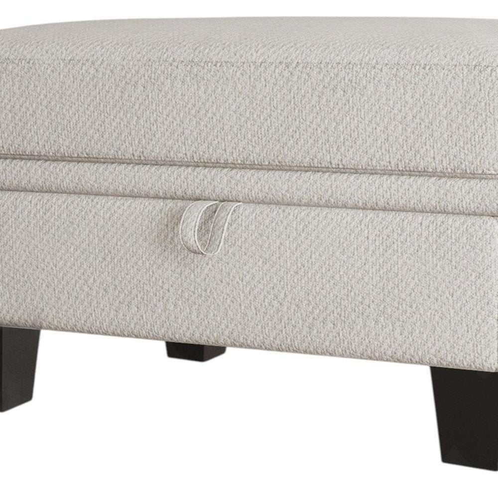 29" Beige And Black Chenille Ottoman With Storage