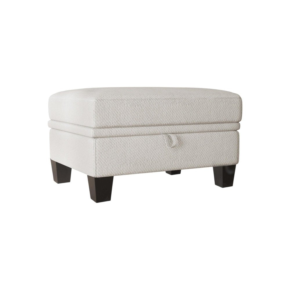 29" Beige And Black Chenille Ottoman With Storage