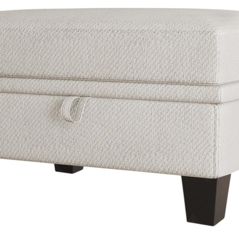 29" Beige And Black Chenille Ottoman With Storage
