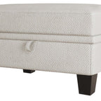 29" Beige And Black Chenille Ottoman With Storage