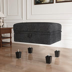 29" Gray And Black Chenille Ottoman With Storage
