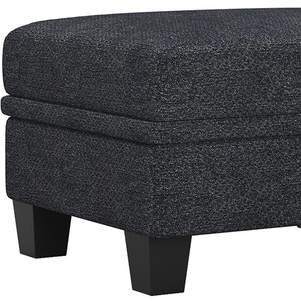 29" Gray And Black Chenille Ottoman With Storage