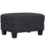 29" Gray And Black Chenille Ottoman With Storage