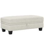 46" Beige And Black Chenille Ottoman With Storage