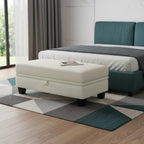 46" Beige And Black Chenille Ottoman With Storage