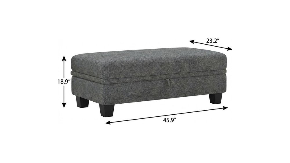 46" Beige And Black Chenille Ottoman With Storage