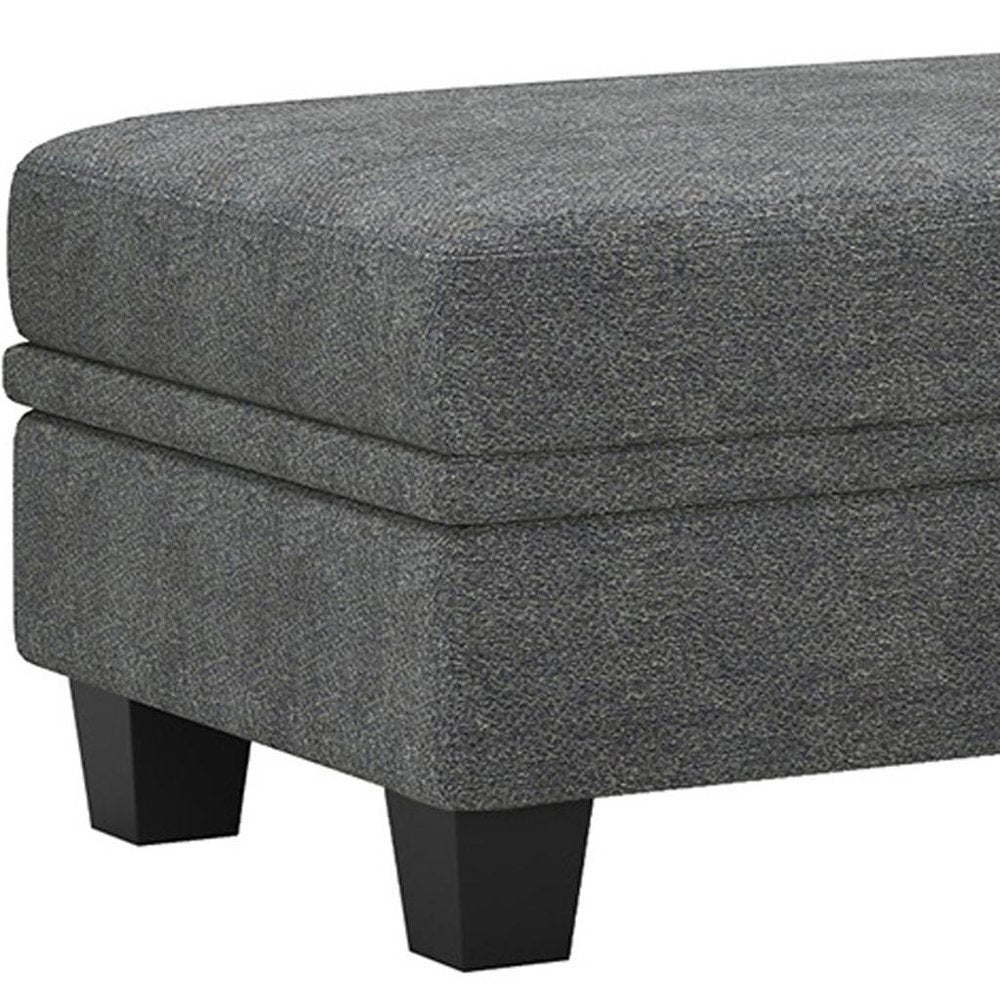 46" Beige And Black Chenille Ottoman With Storage