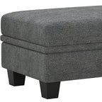 46" Beige And Black Chenille Ottoman With Storage