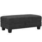 46" Beige And Black Chenille Ottoman With Storage