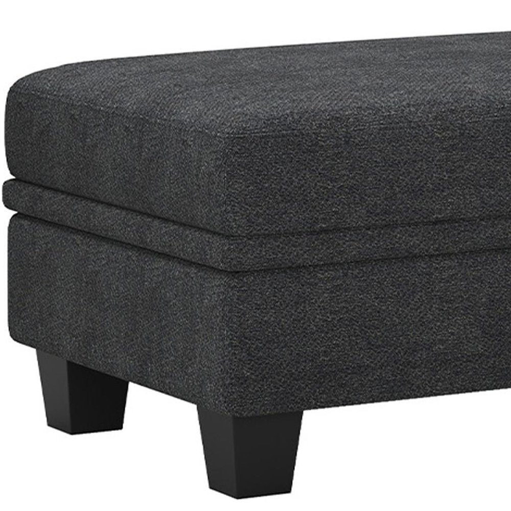 46" Beige And Black Chenille Ottoman With Storage