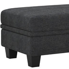46" Beige And Black Chenille Ottoman With Storage