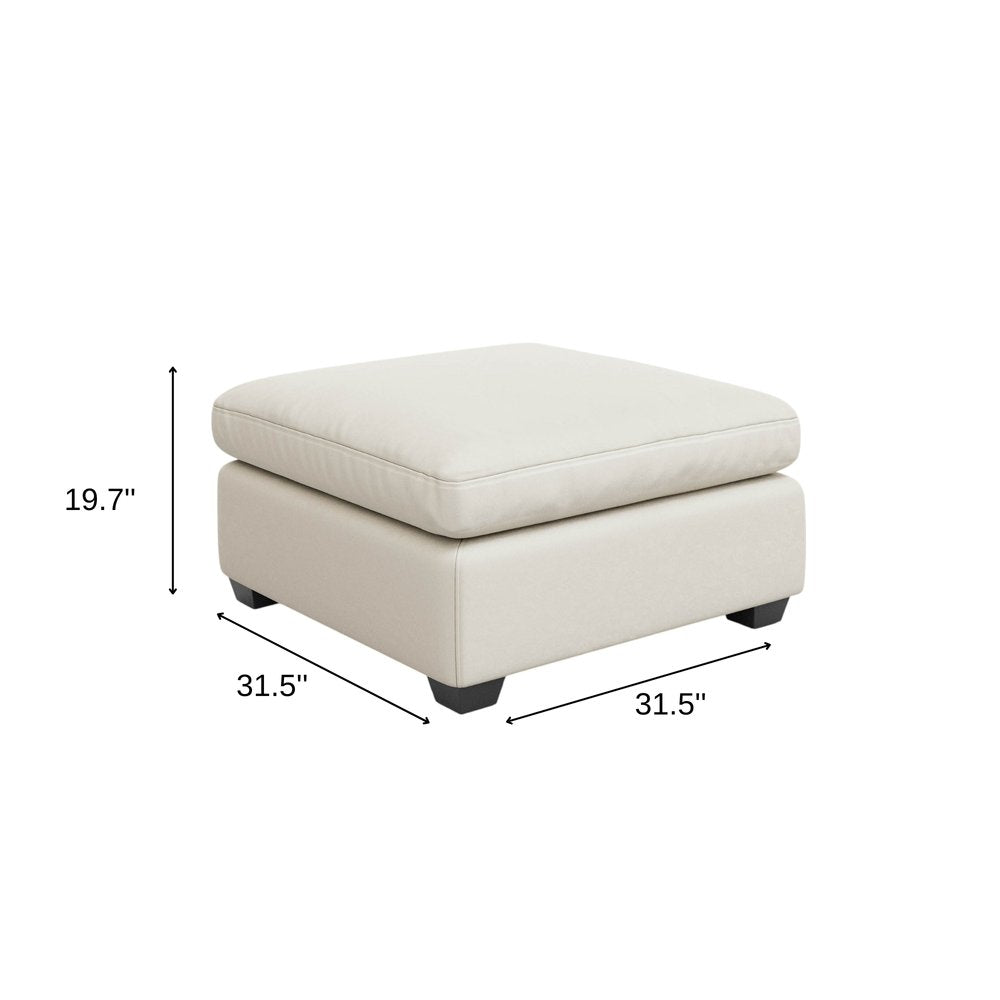 32" Beige and Black Velvet Ottoman
