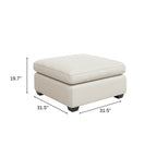32" Beige and Black Velvet Ottoman