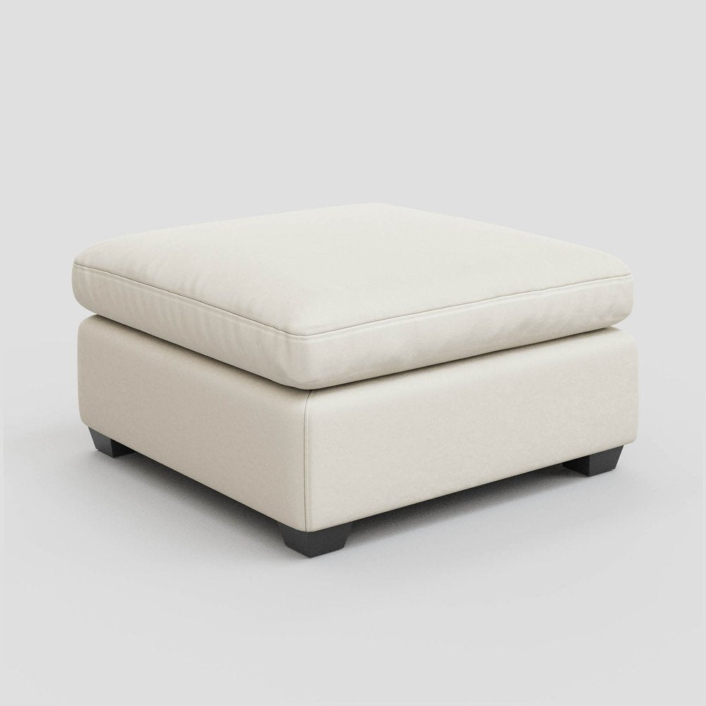 32" Beige and Black Velvet Ottoman