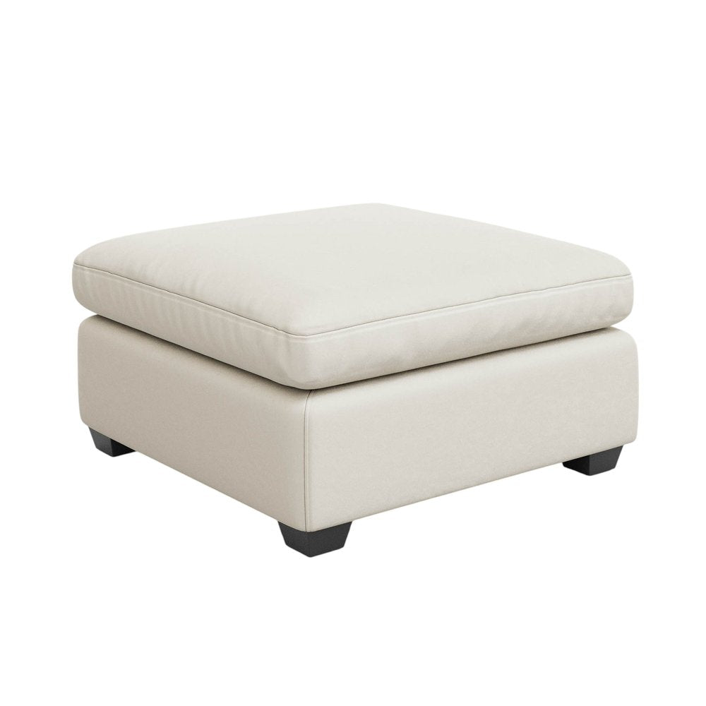 32" Beige and Black Velvet Ottoman
