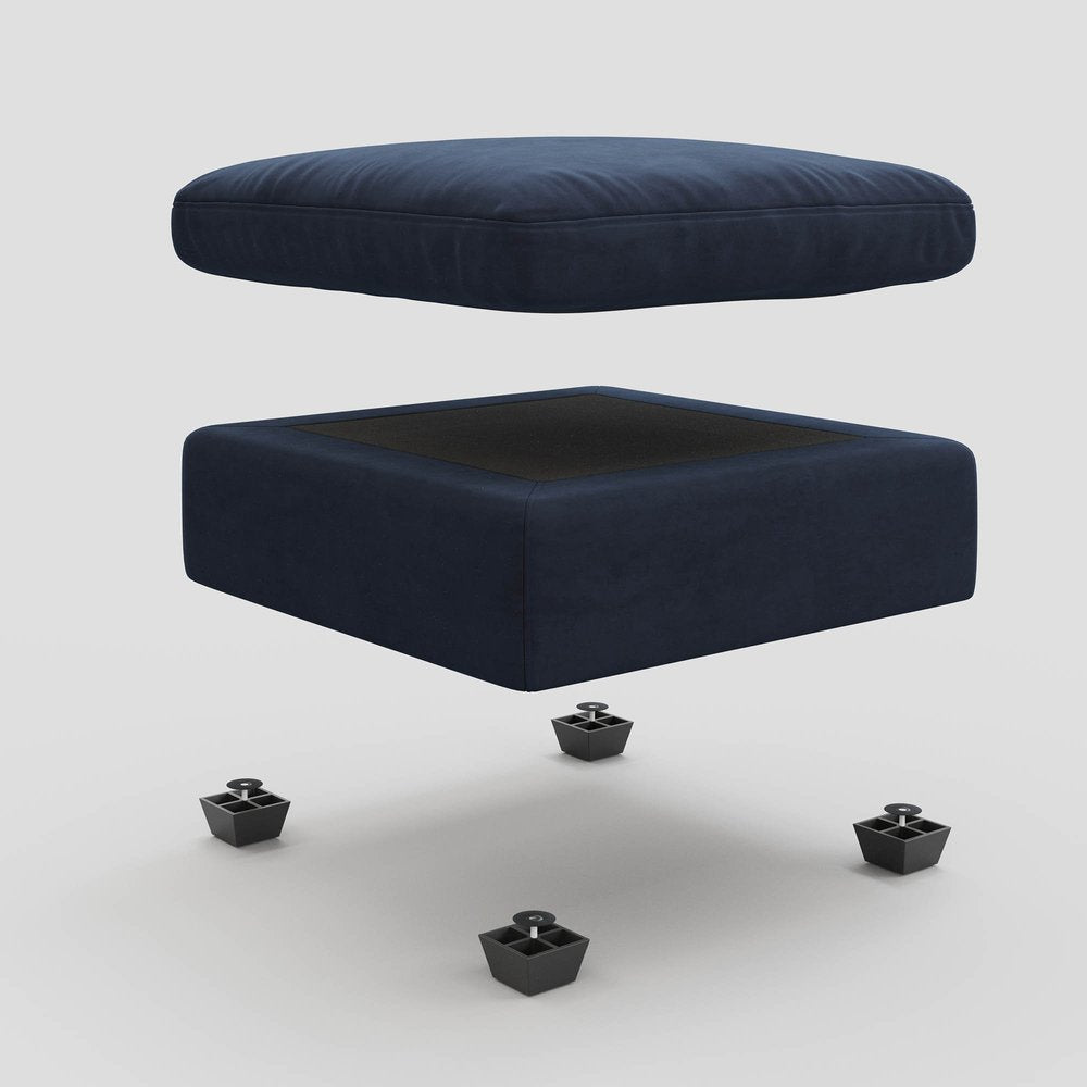 32" Black Velvet Ottoman