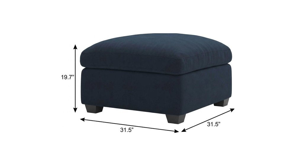 32" Beige and Black Velvet Ottoman