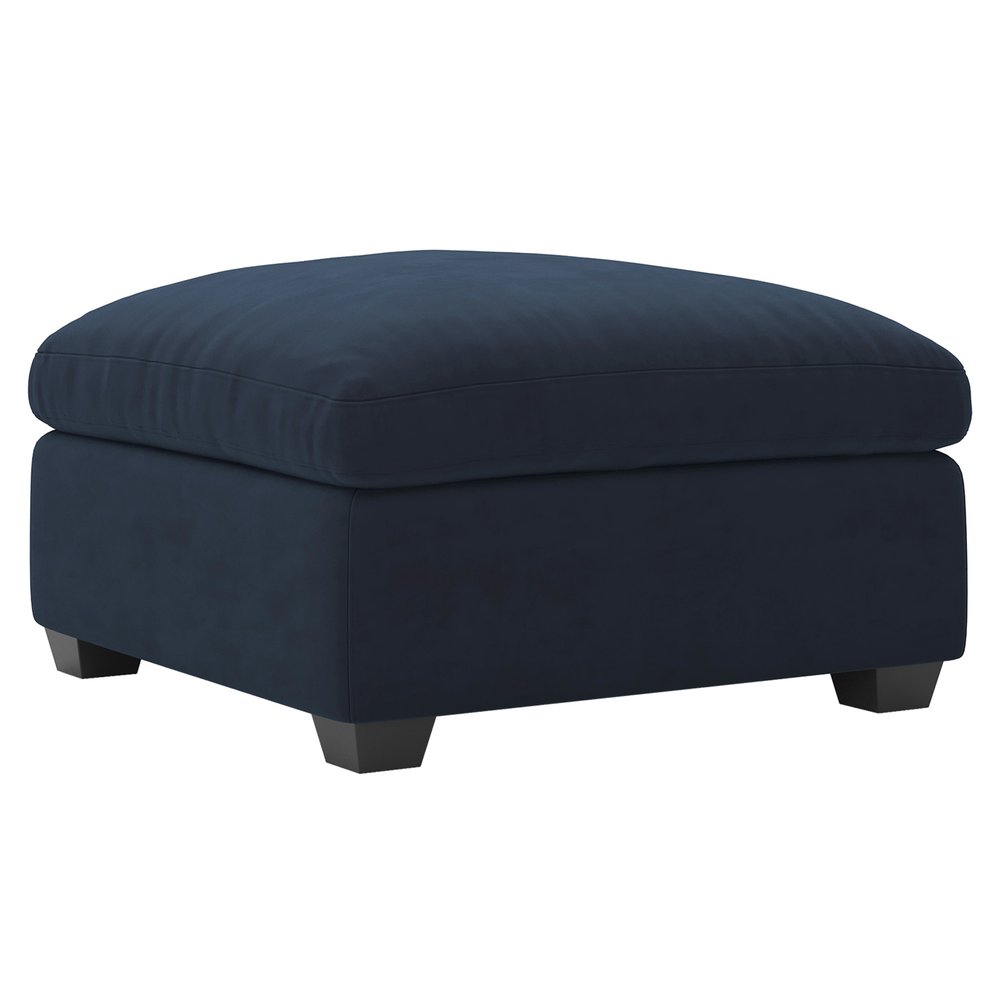 32" Black Velvet Ottoman