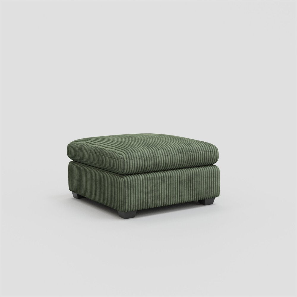 32" Charcoal and Black Corduroy Ottoman