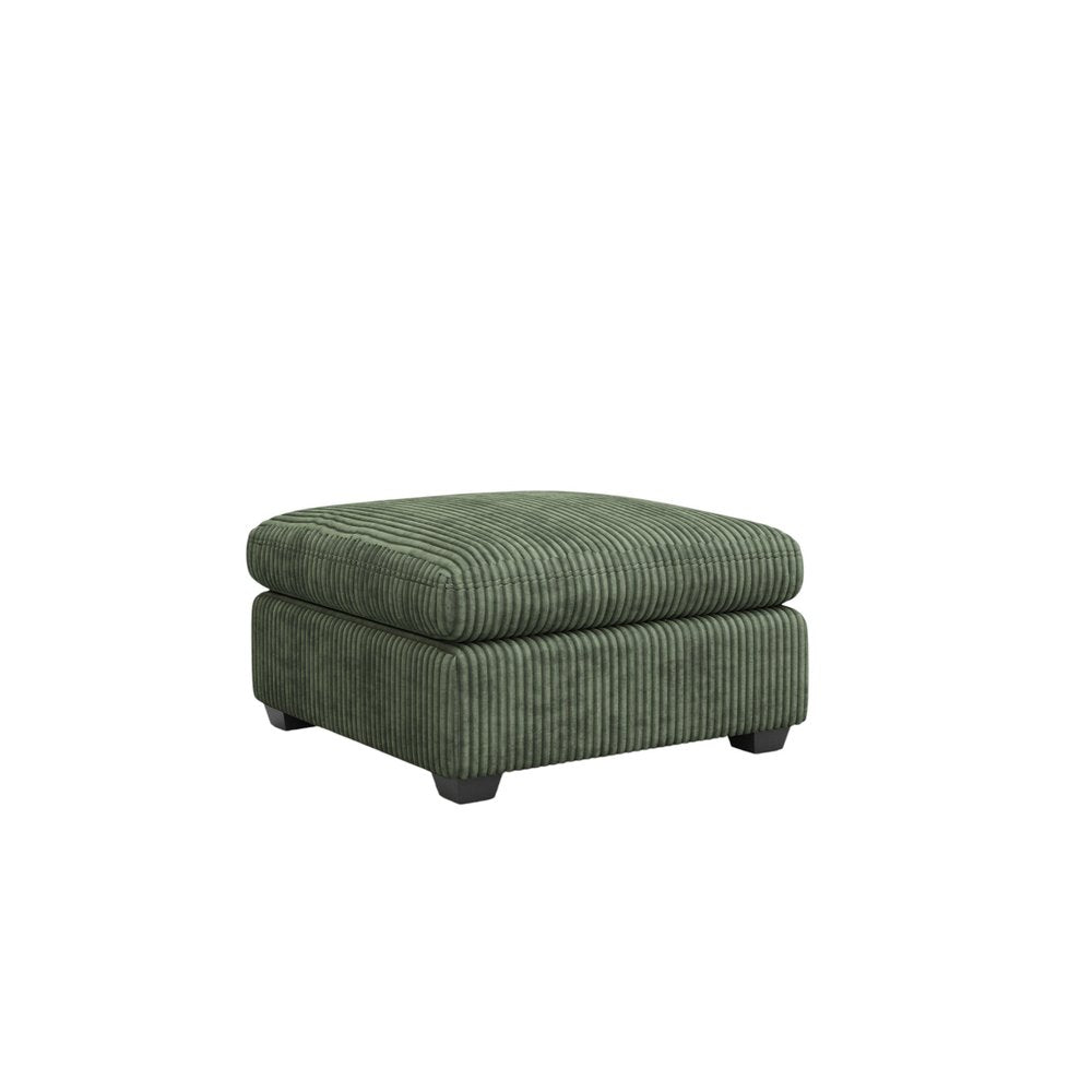 32" Charcoal and Black Corduroy Ottoman