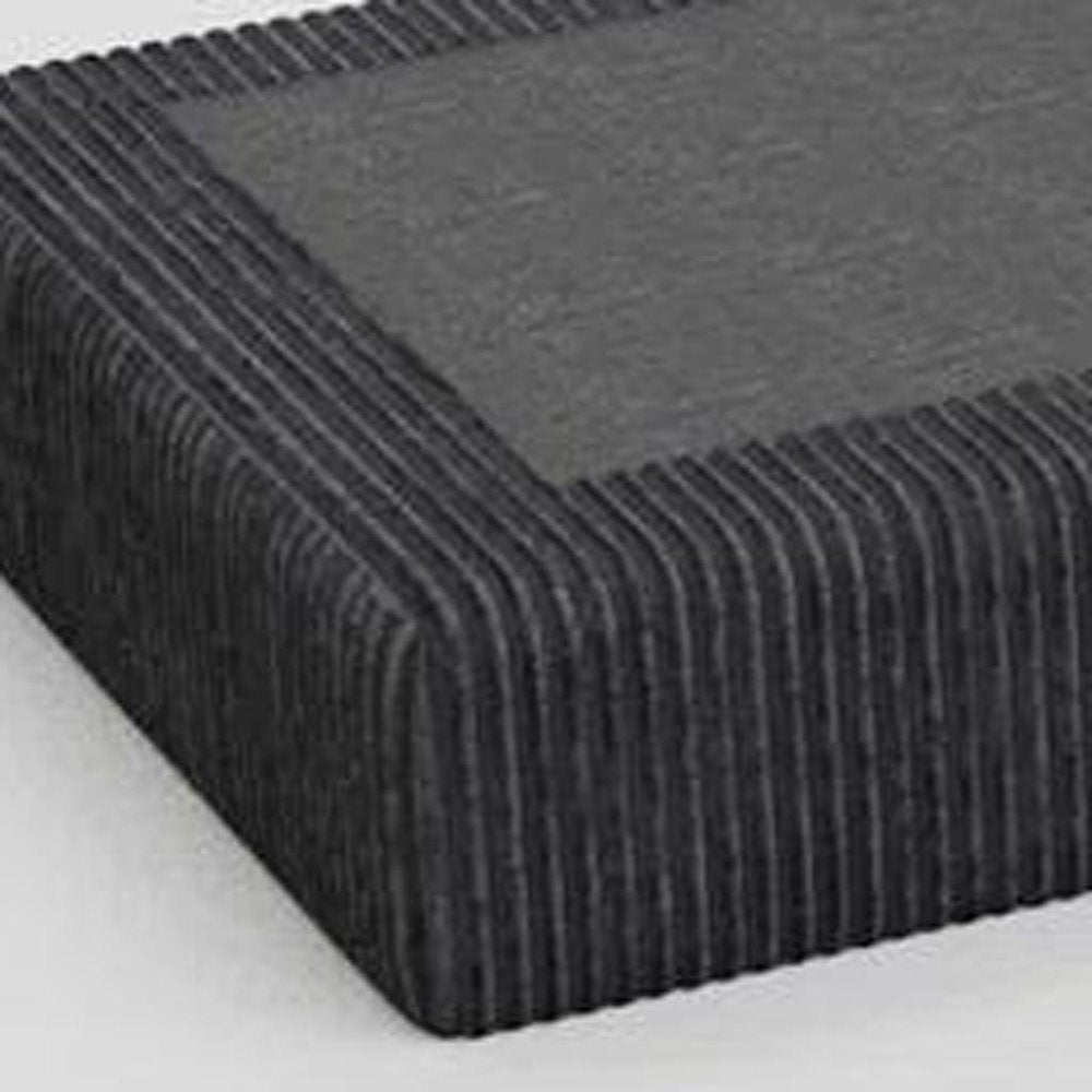 32" Charcoal and Black Corduroy Ottoman