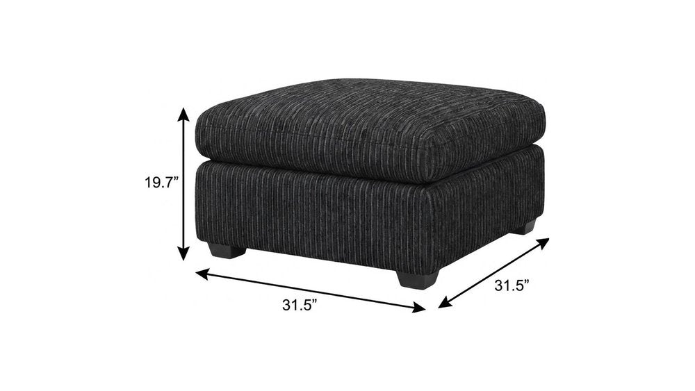 32" Charcoal and Black Corduroy Ottoman