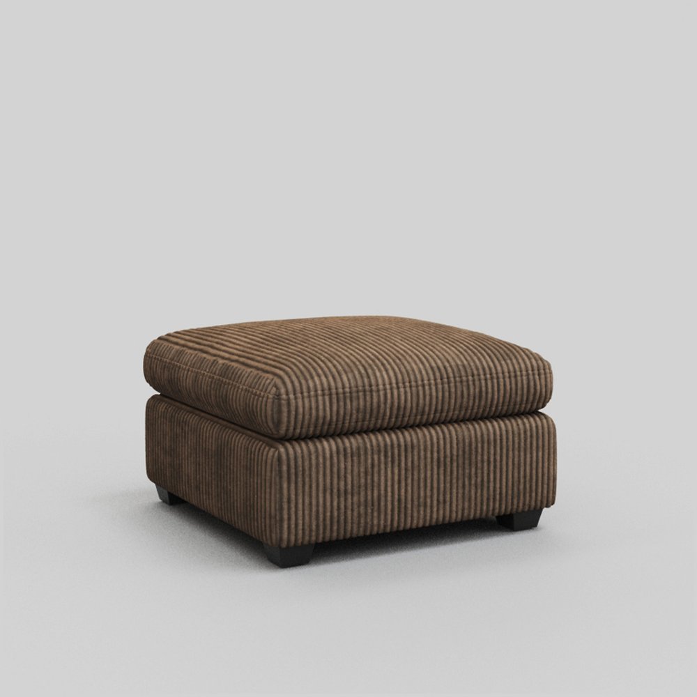 32" Green and Black Corduroy Ottoman