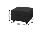 26" Teal Blue And Black Microfiber Ottoman With Storage