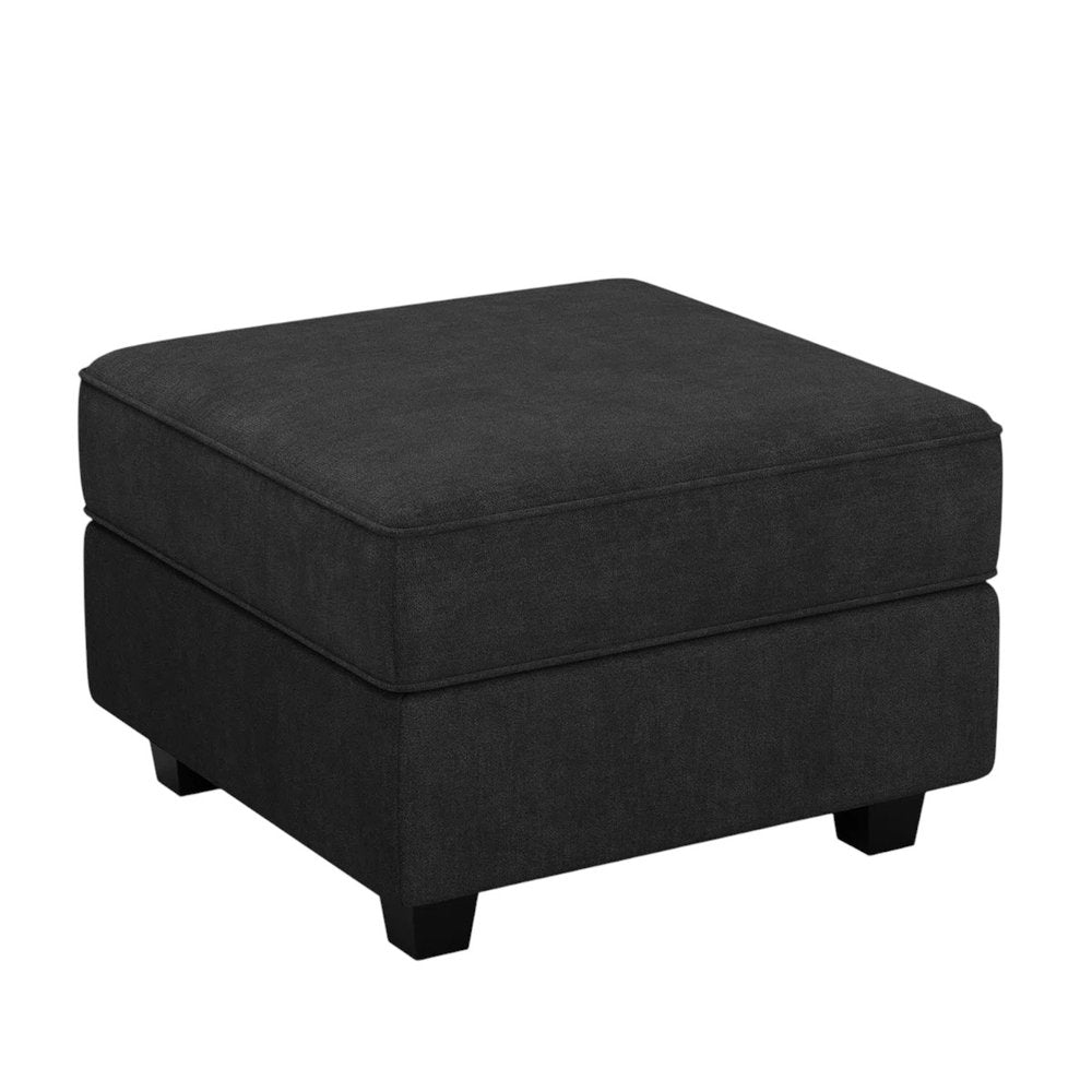 26" Teal Blue And Black Microfiber Ottoman With Storage