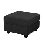 26" Teal Blue And Black Microfiber Ottoman With Storage