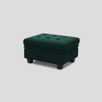 32" Blue And Black Velvet Tufted Ottoman With Storage