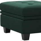32" Blue And Black Velvet Tufted Ottoman With Storage