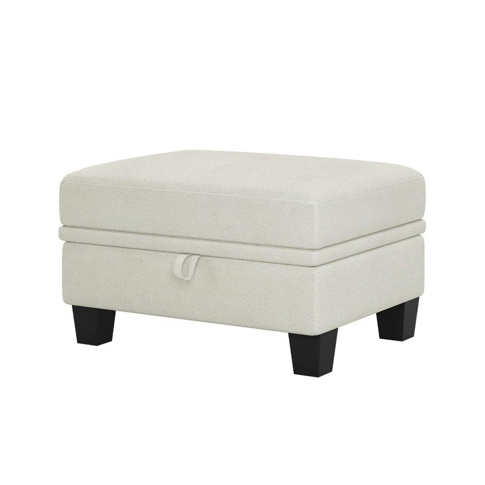 29" Gray And Black Chenille Ottoman With Storage