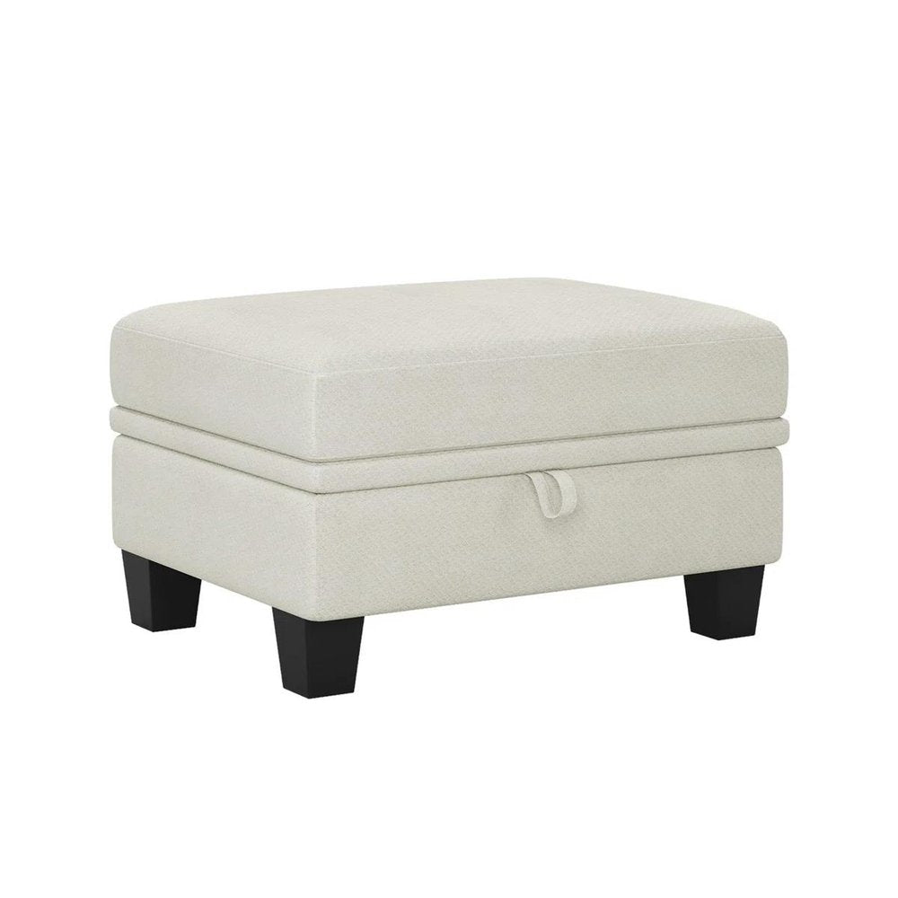 29" Gray And Black Chenille Ottoman With Storage