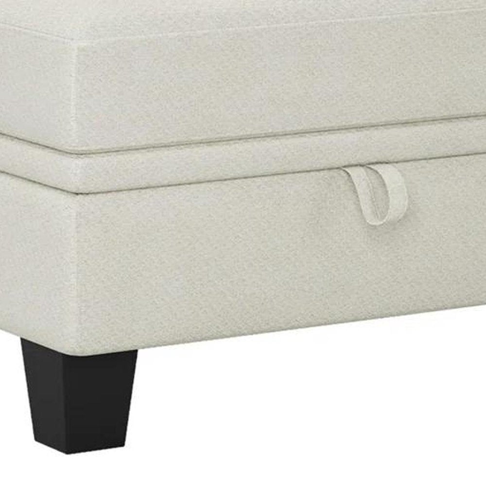 29" Gray And Black Chenille Ottoman With Storage