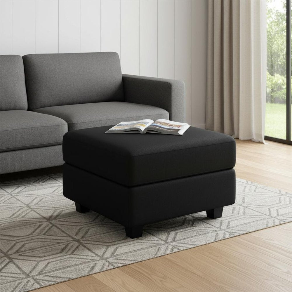 26" Brown And Black Faux Leather Ottoman With Storage