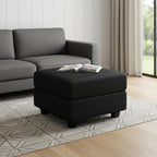 26" Brown And Black Faux Leather Ottoman With Storage