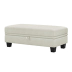 46" Beige And Black Chenille Ottoman With Storage