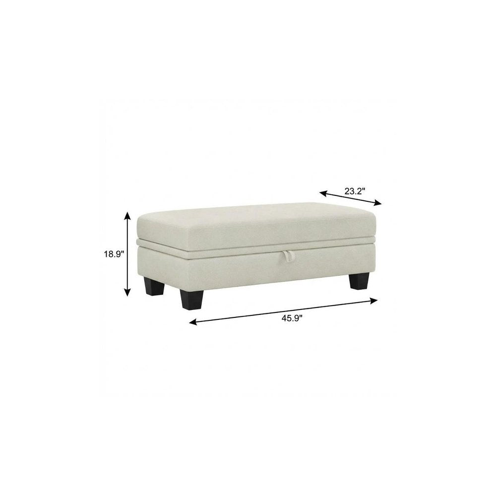 46" Beige And Black Chenille Ottoman With Storage