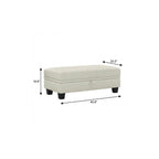 46" Beige And Black Chenille Ottoman With Storage