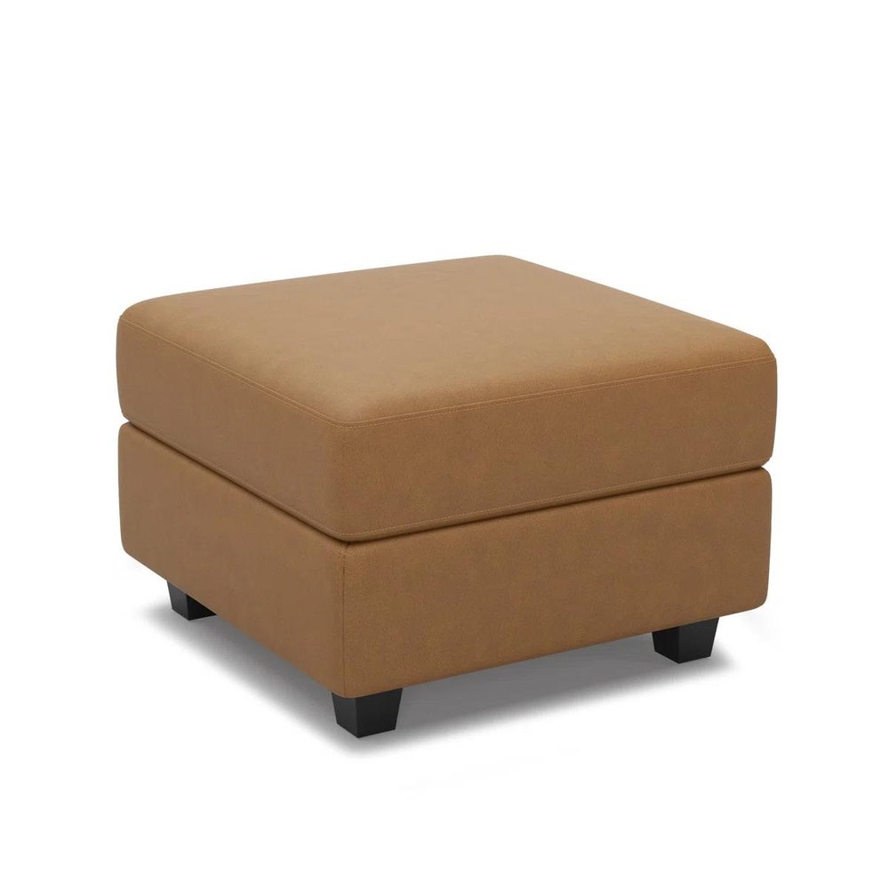 26" Brown And Black Faux Leather Ottoman With Storage