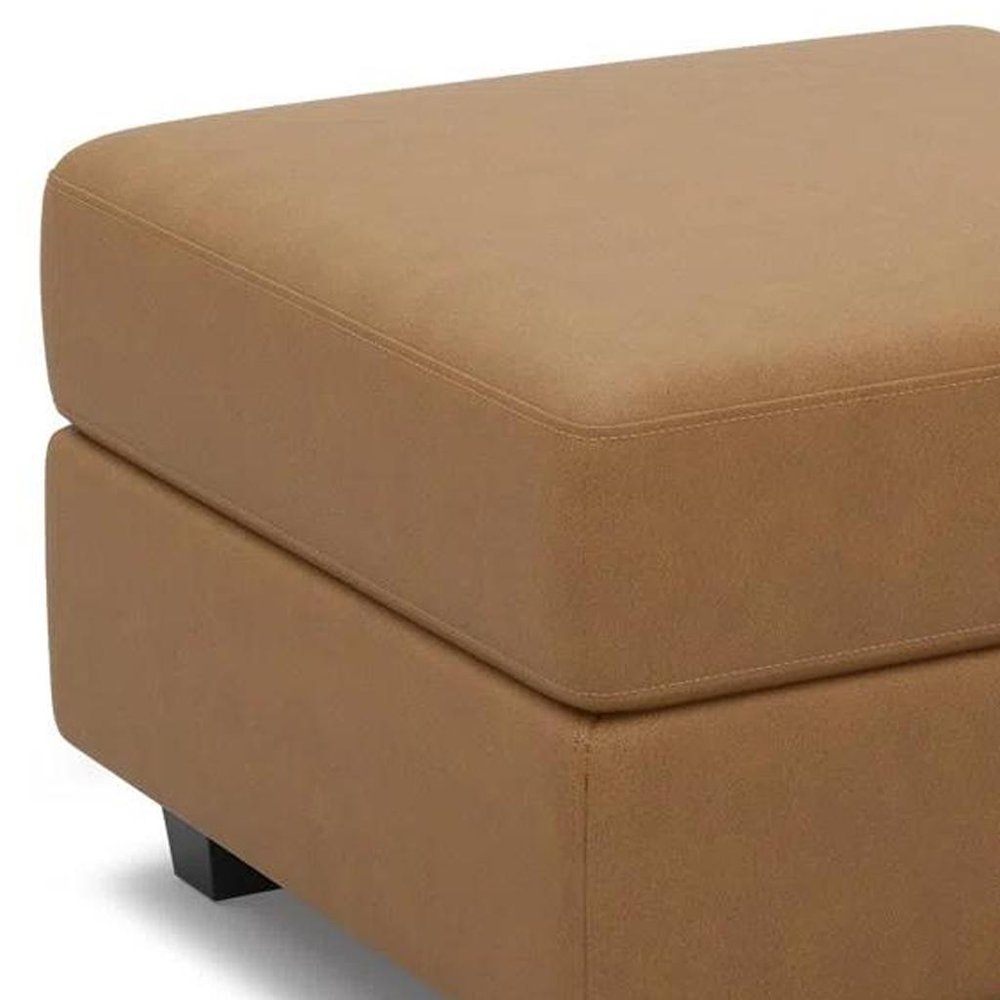 26" Brown And Black Faux Leather Ottoman With Storage