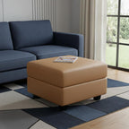 26" Brown And Black Faux Leather Ottoman With Storage