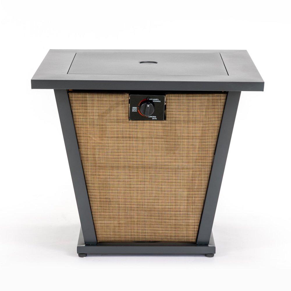 50000 BTU 28" Black Steel Propane Square Fire Pit With Cover