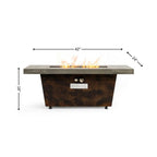 50000 BTU 42" Brown And Gray Iron Propane Rectangular Fire Pit Table With Cover